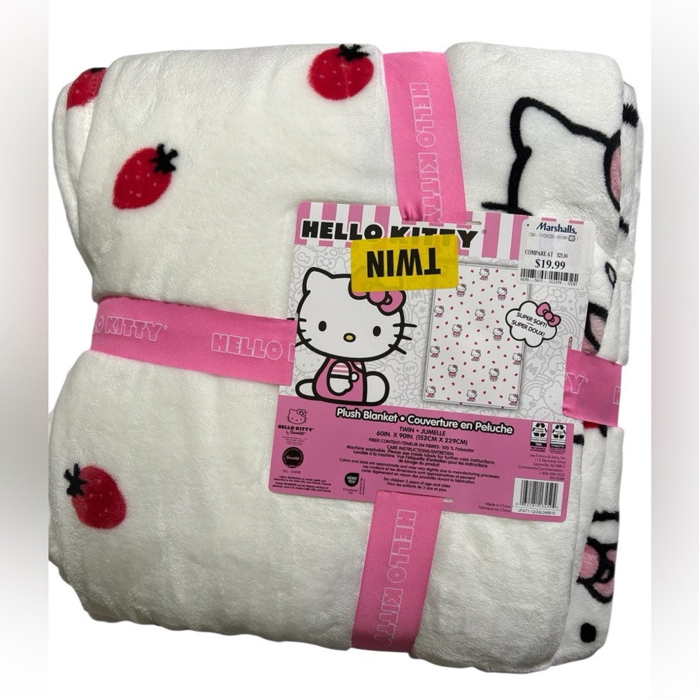 Hello Kitty White and Pink Plush Blanket